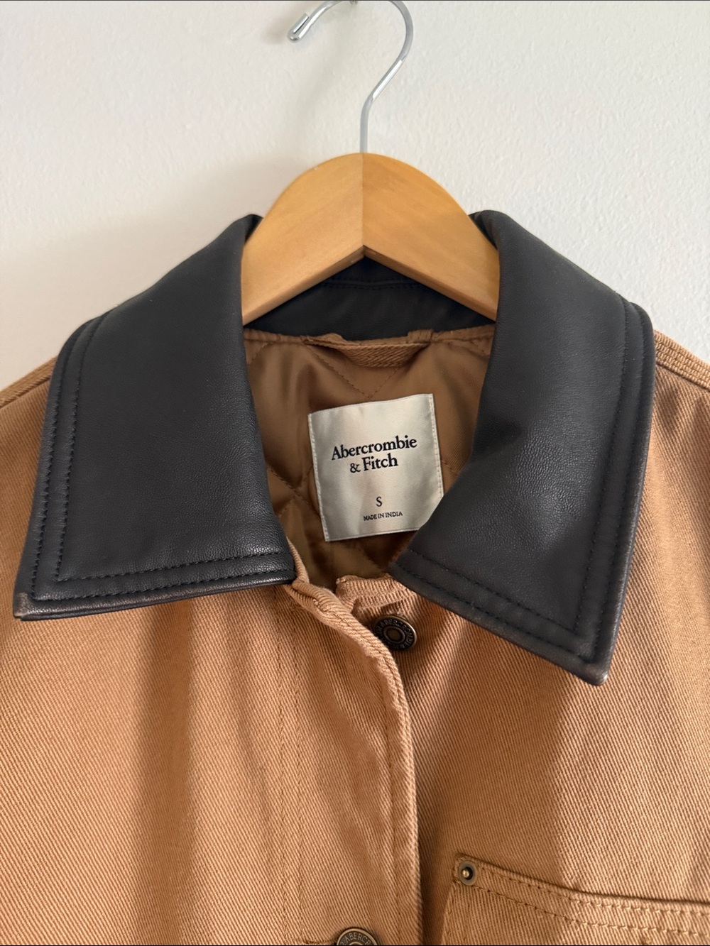 Like New Abercrombie Mid-Length Twill Workwear Barn Jacket in Toasted Taupe S - Picture 3 of 5